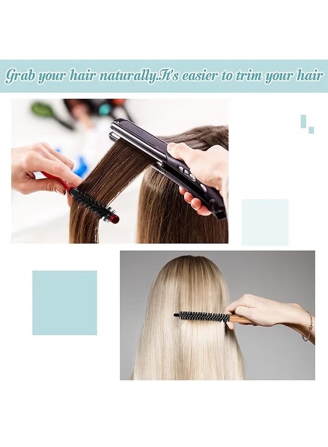 2PCS Small Round Hair Brush Mini Round Wood Brush Roller Hair Combs Nylon Bristles Hair Brushes Hairdressing Brushes For Blow Drying Curly Hair Styling Bangs Lifting Beard Care - Image 5