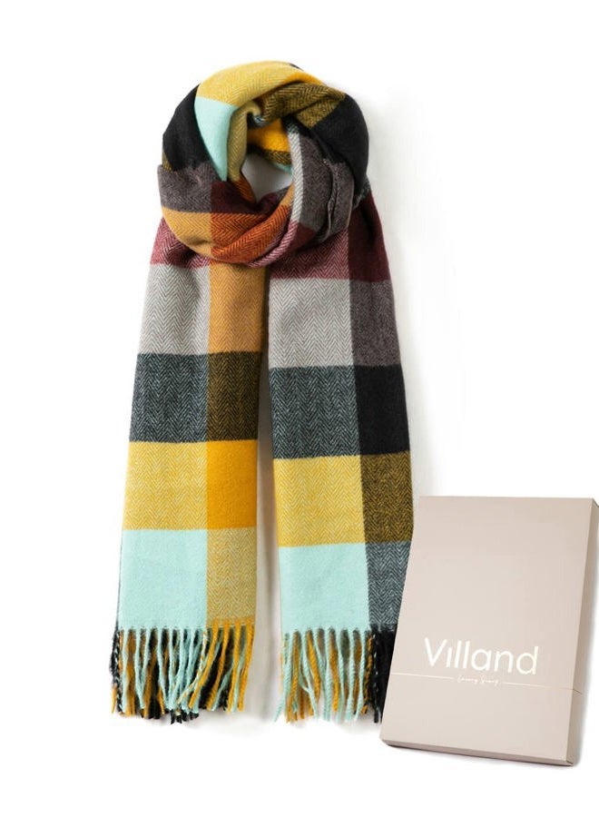 Villand Women's Wool Scarf - Cashmere Feel Winter Checked Scarves for Women, Large Soft Thick Shawls and Wraps with Gift Box, Autumn Check, One size - Image 2