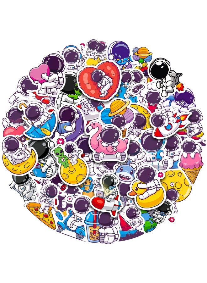 NIBEMINENT 3 Pcs Cartoon Astronaut Deco Kit Waterproof Stickers, High Definition Printing Bright Colors, Suitable for Laptop Skateboard Luggage Water Bottle Guitar DIY - Image 1