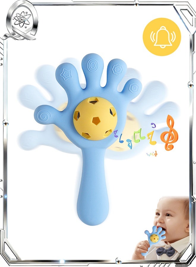 كوانتوم ألعاب تسنين سيليكونية مزودة بخشخيشة، لعبة 2 في 1 للراحة والتسنين لتهدئة اللثة الملتهبة، ألعاب تسنين ناعمة وسهلة الإمساك للرضع والأطفال الصغار - Image 1