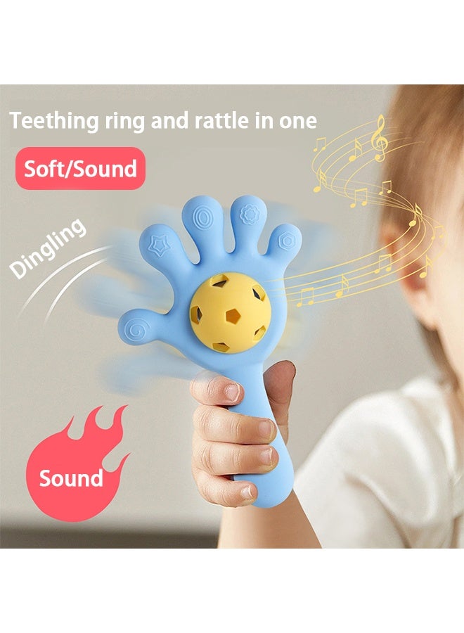 كوانتوم ألعاب تسنين سيليكونية مزودة بخشخيشة، لعبة 2 في 1 للراحة والتسنين لتهدئة اللثة الملتهبة، ألعاب تسنين ناعمة وسهلة الإمساك للرضع والأطفال الصغار - Image 5