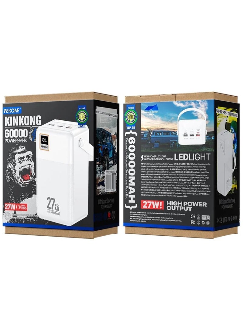 WEKOME WP‑98 Power Bank – 60,000mAh Super High Capacity - Image 3