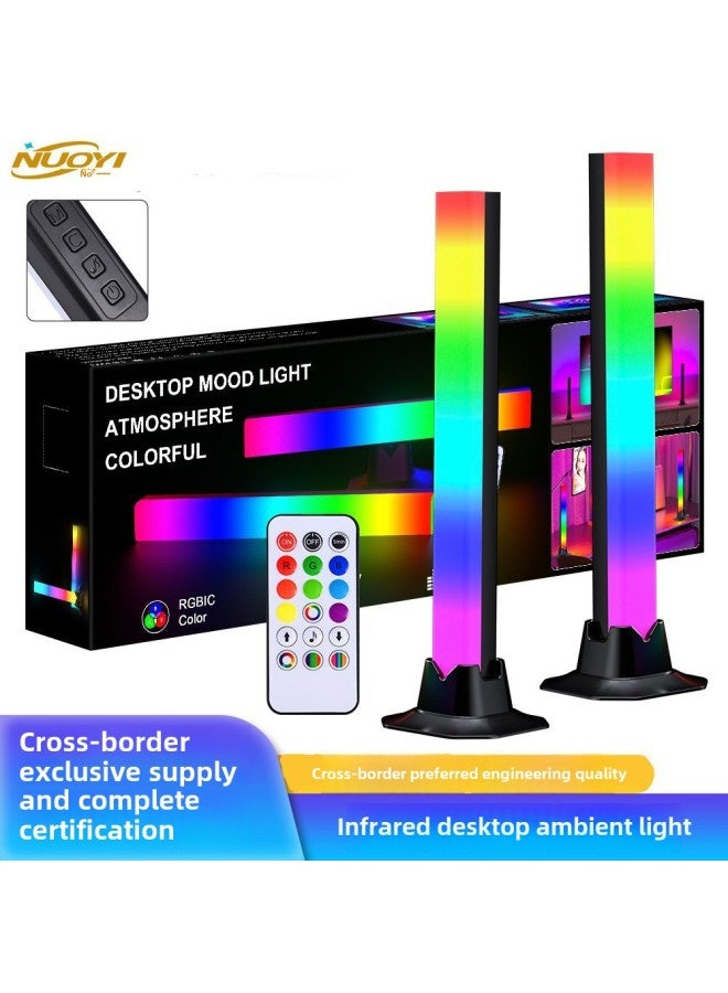 RGB Pickup Atmosphere Light Computer E-sports Hotel Game Desktop Light Home Bar Music Rhythm Pickup Light-Light Color:Four Bluetooth 52 Keys Black + European Certified Power Supply