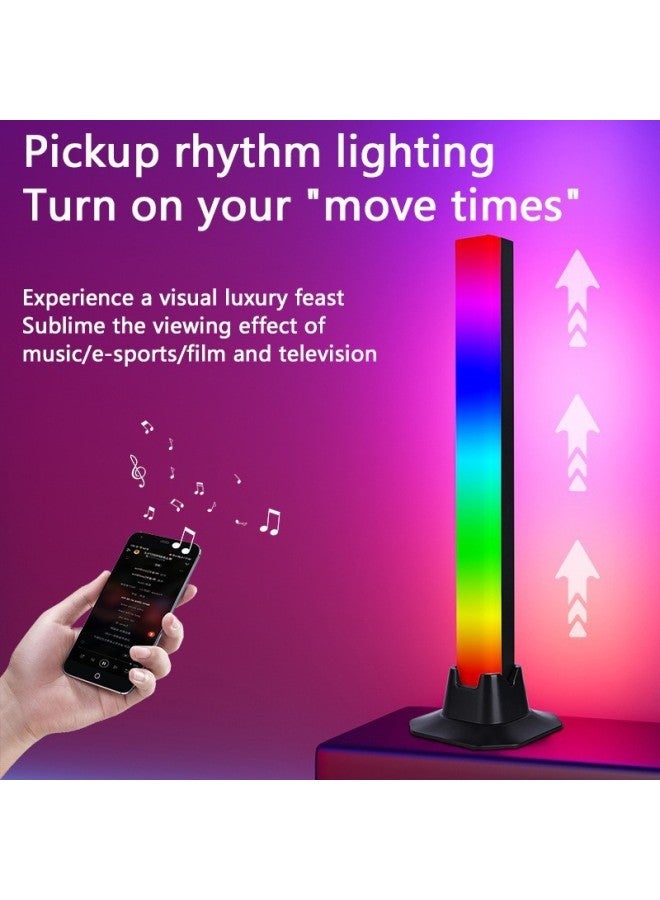 RGB Pickup Atmosphere Light Computer E-sports Hotel Game Desktop Light Home Bar Music Rhythm Pickup Light-Light Color:Four Bluetooth 52 Keys Black + European Certified Power Supply