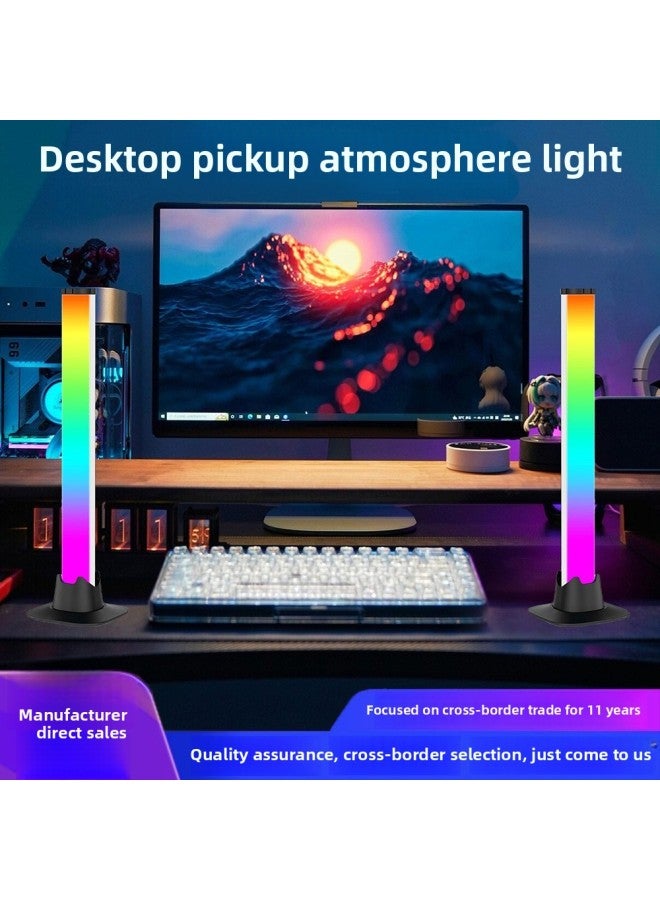 RGB Pickup Atmosphere Light Computer E-sports Hotel Game Desktop Light Home Bar Music Rhythm Pickup Light-Light Color:Four Bluetooth 52 Keys Black + European Certified Power Supply