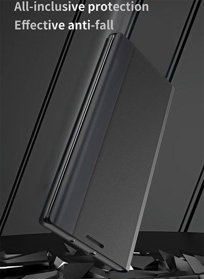 For Honor X9c Flip Case, Slim Design, Full Body Protection, Magnetic Stand, View Window, Black - Image 2