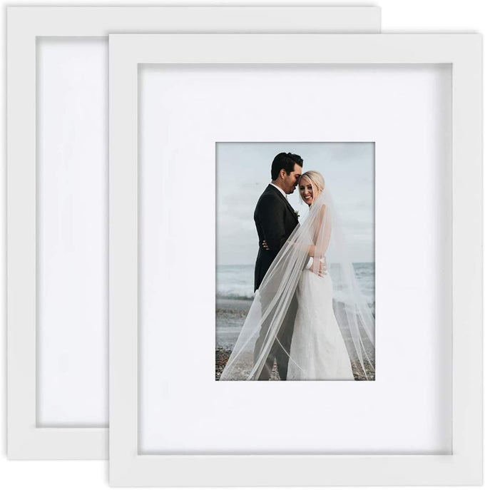 PICTURE FRAMES 8X10 2 PACK NATURE SOLID WOOD WHITE FOR WALL MOUNTING AND TABLETOP DISPLAY