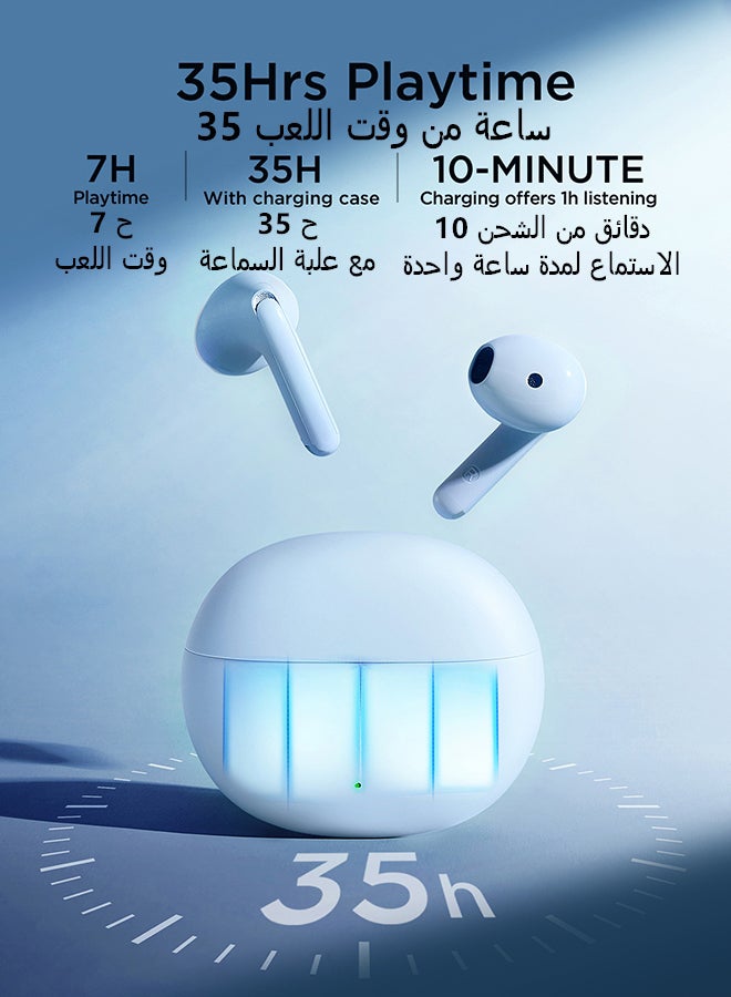 جوي روم سماعات بلوتوث 5.3 من نوع FB2 بلا أسلاك بانخفاض تأخير 65 مللي ثانية، مضادة للماء بتقنية IPX5، تعزيز مكالمات DNS، شحن فلاش فوري، جودة صوت عالية HiFi، سماعات لاسلكية حقيقية مناسبة للرجال والنساء مع صندوق الشحن 400 mAh - Image 4