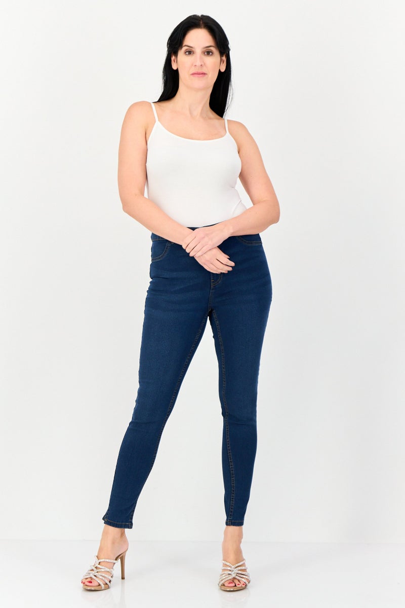 VERO MODA I Scenery by Moda Women Skinny Fit Washed Stretchable Jeans, Dark Blue - Image 4