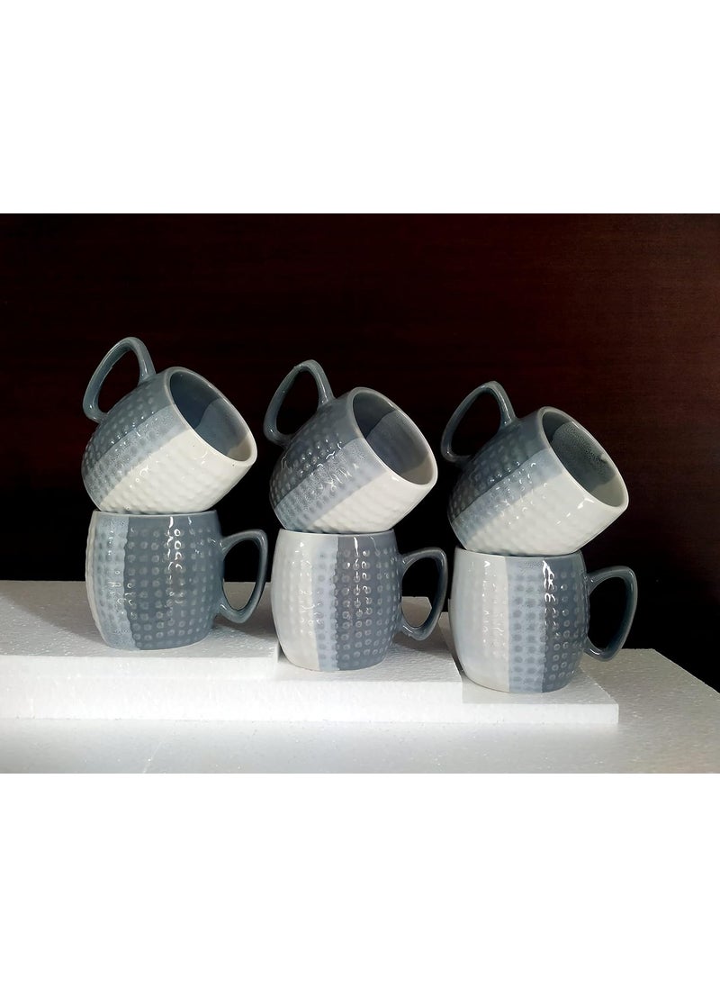 MOODY PANDA MOODY PANDA Large Set of 6 Cups Cup Set Cups Set of 6 Ceramic 200 ml Handcrafted Cups Grey  - Image 1