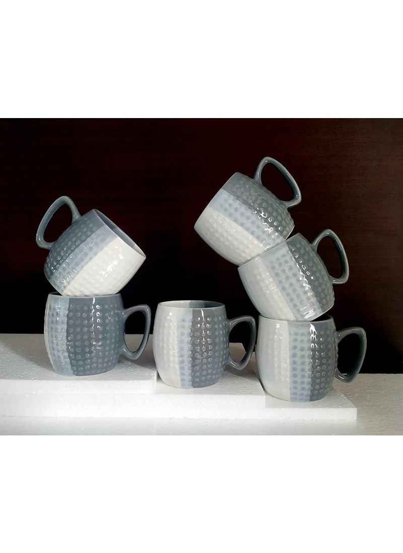 MOODY PANDA MOODY PANDA Large Set of 6 Cups Cup Set Cups Set of 6 Ceramic 200 ml Handcrafted Cups Grey  - Image 2