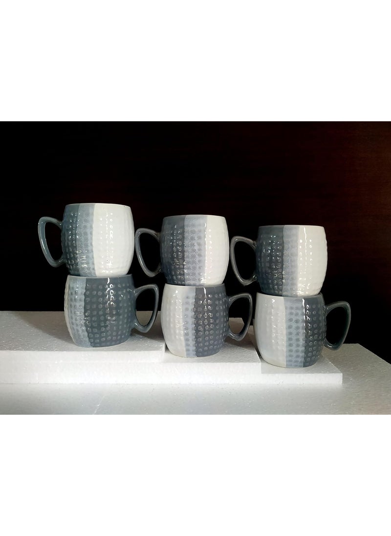 MOODY PANDA MOODY PANDA Large Set of 6 Cups Cup Set Cups Set of 6 Ceramic 200 ml Handcrafted Cups Grey  - Image 5