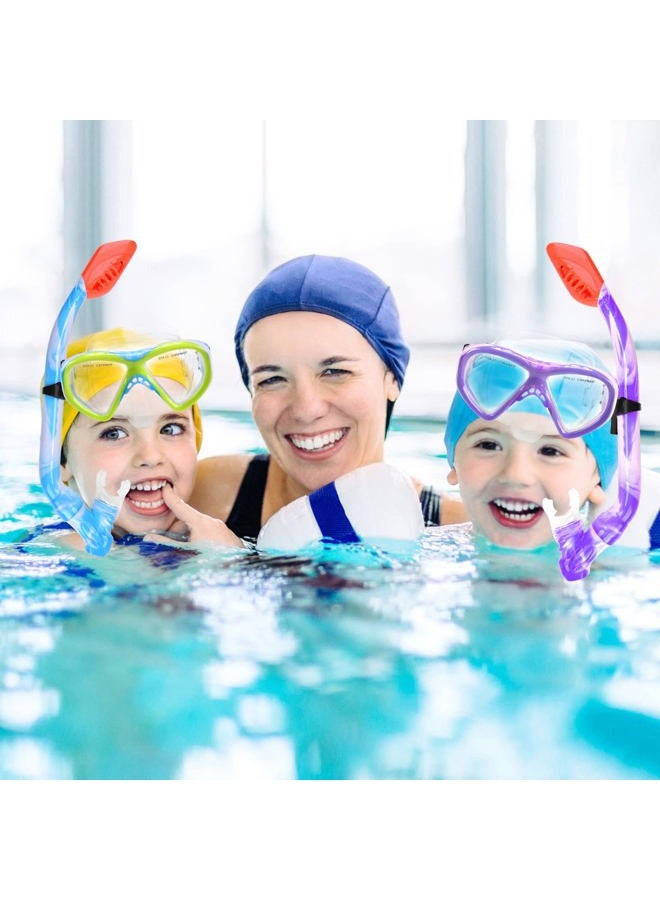 ACQCES Kids Snorkel Set Dry Top Snorkeling Gear for Kids Youth Boys Girls Junior Age 5-15,Tempered Glass Swimming Diving Mask and Snorkel Set 180 Degree Panoramic View (Blue) - Image 2