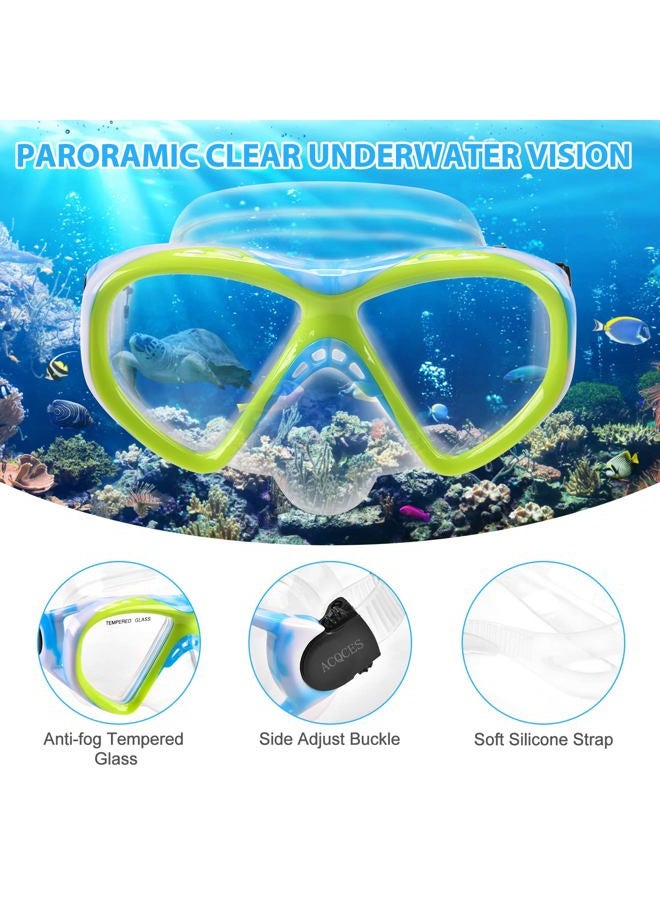 ACQCES Kids Snorkel Set Dry Top Snorkeling Gear for Kids Youth Boys Girls Junior Age 5-15,Tempered Glass Swimming Diving Mask and Snorkel Set 180 Degree Panoramic View (Blue) - Image 4