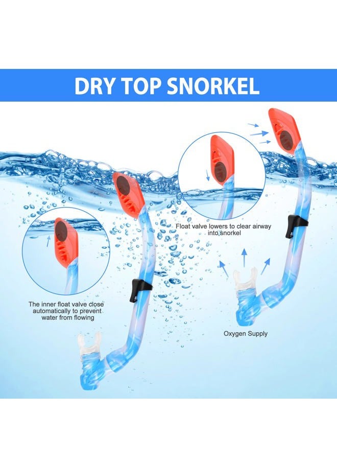 ACQCES Kids Snorkel Set Dry Top Snorkeling Gear for Kids Youth Boys Girls Junior Age 5-15,Tempered Glass Swimming Diving Mask and Snorkel Set 180 Degree Panoramic View (Blue) - Image 5