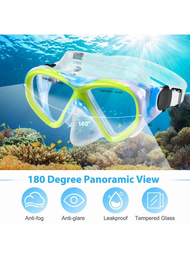 ACQCES Kids Snorkel Set Dry Top Snorkeling Gear for Kids Youth Boys Girls Junior Age 5-15,Tempered Glass Swimming Diving Mask and Snorkel Set 180 Degree Panoramic View (Blue) - Image 3