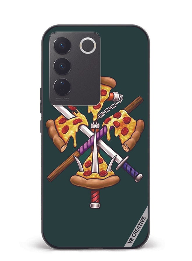 VR CREATIVE Protective Case Cover For Vivo V27e Pizza Sword Design Multicolour - Image 1