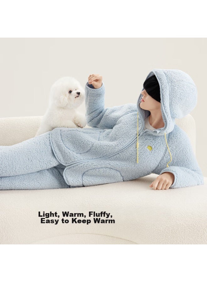 Bananain Jiaonei Yibo's Choice] Fluffy 506h Lambswool Pajamas, Women's Loungewear, Hooded Couple Set, Autumn And Winter Season - Image 4