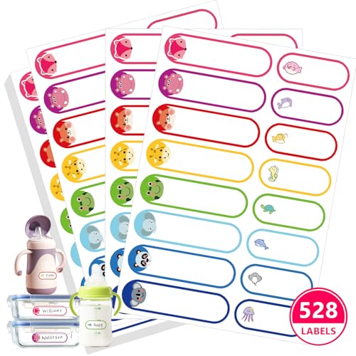 Tinabless 528 Pcs Baby Bottle Labels for Daycare Essentials, Tinabless Waterproof Baby Name Label, Washable Bottle Labels, Reusable Self-Adhesive Tag Stickers for School Essentials, Self-Laminating Write-on - Image 1