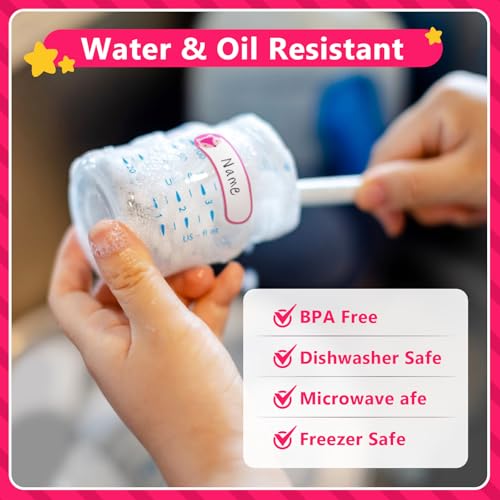 Tinabless 528 Pcs Baby Bottle Labels for Daycare Essentials, Tinabless Waterproof Baby Name Label, Washable Bottle Labels, Reusable Self-Adhesive Tag Stickers for School Essentials, Self-Laminating Write-on - Image 3