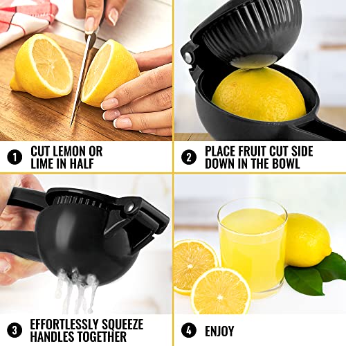 Zulay Kitchen Zulay Premium Quality Metal Lemon Squeezer, Citrus Juicer, Manual Press for Extracting the Most Juice Possible - Black - Image 5