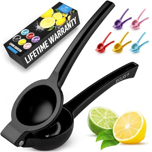 Zulay Kitchen Zulay Premium Quality Metal Lemon Squeezer, Citrus Juicer, Manual Press for Extracting the Most Juice Possible - Black - Image 1