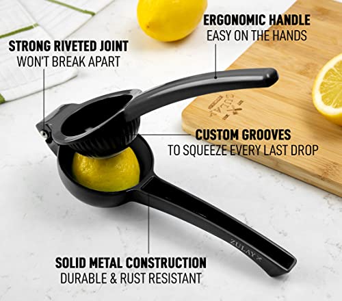 Zulay Kitchen Zulay Premium Quality Metal Lemon Squeezer, Citrus Juicer, Manual Press for Extracting the Most Juice Possible - Black - Image 2