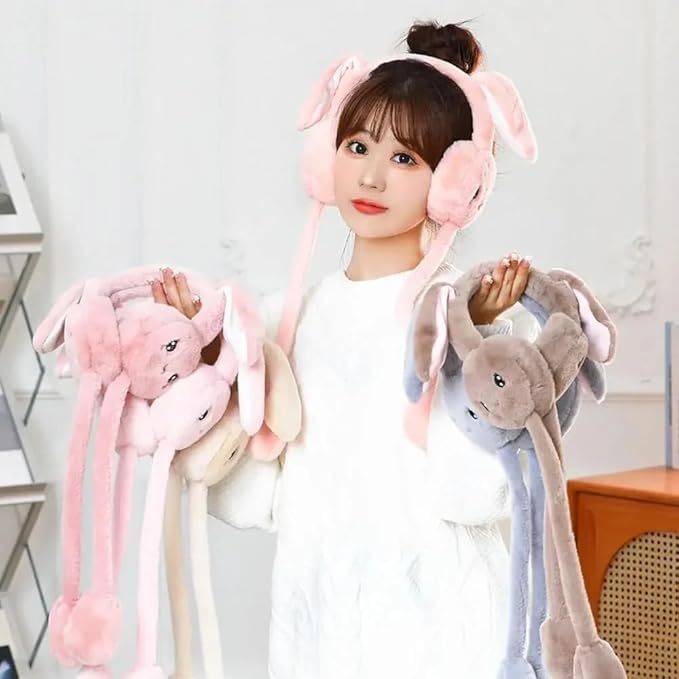 Krystle Winter Super Warm Fluffy Earmuffs | 3D Kitty Ears Faux Fur Plush Ear Warmers for Boys & Girls (Ear Moving) (Dark Pink) - Image 4