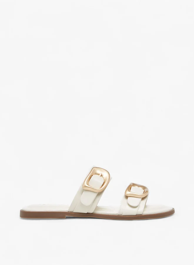 Paprika Solid Open Toe Sandals with Buckle Accent