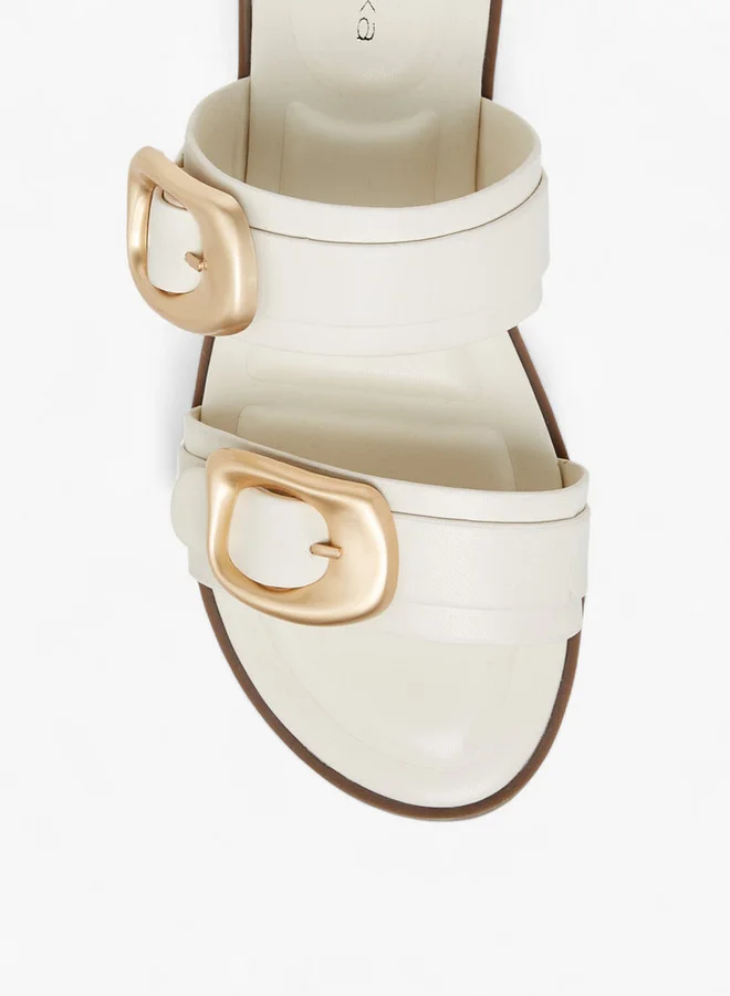 Paprika Solid Open Toe Sandals with Buckle Accent