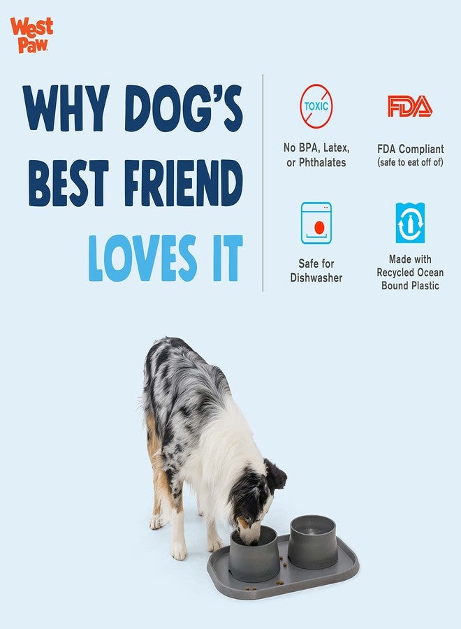 ويست باو مفارش طعام الكلاب من ويست باو سيفليكس - مفارش طعام أقل فوضى للكلاب والقطط والحيوانات الأليفة لتناول طعام هادئ - صديقة للبيئة - آمنة للغسل في غسالة الصحون، غير سامة، مانعة للانزلاق - حواف مرتفعة لحمل أوعية طعام الكلاب، لون سي فوغ - Image 3