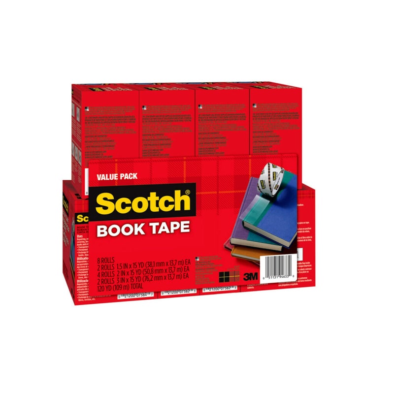 Scotch Book Tape Value Pack, Excellent for Repairing, Reinforcing Protecting, and Covering (845-VP) - Image 3