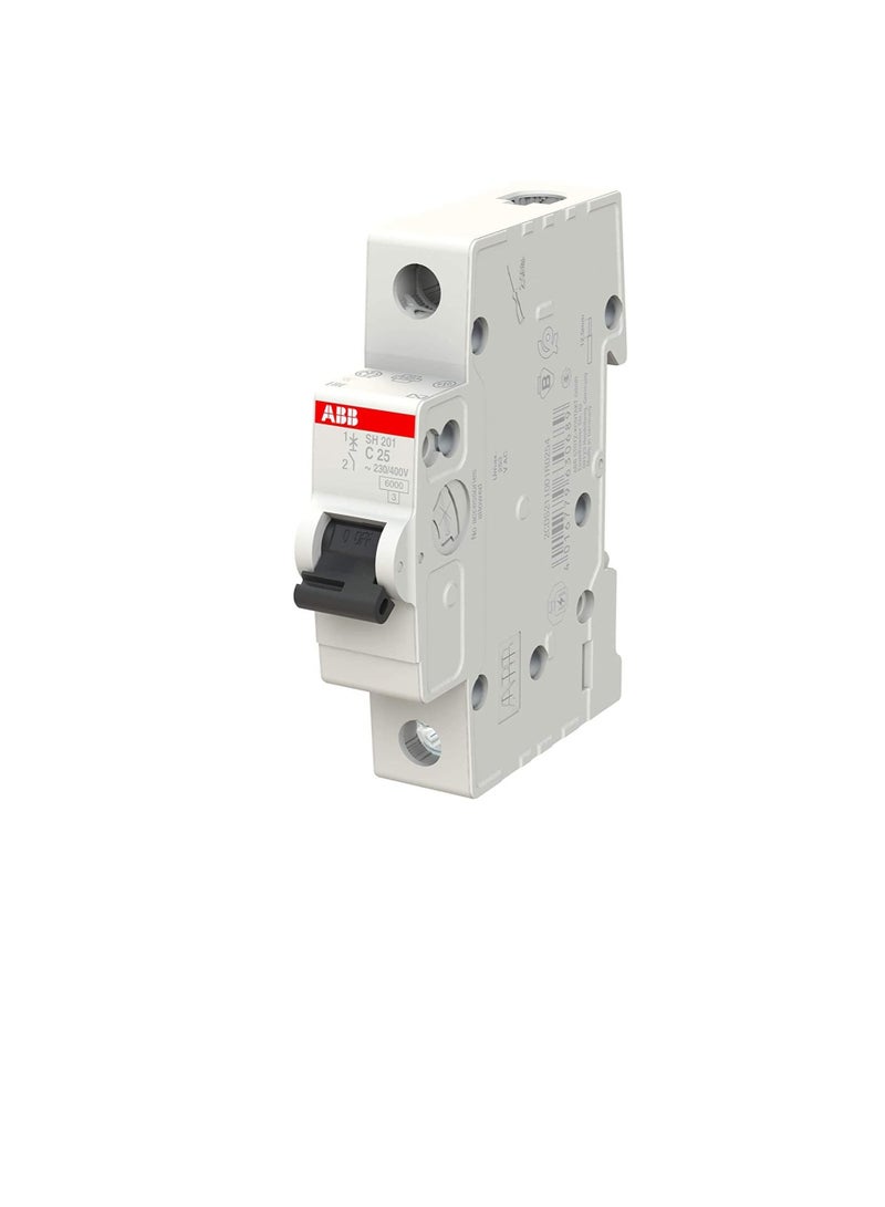 ABB Miniature Circuit Breaker 25A SP MCB 6KA TYPE C SH201-C25 2CDS211001R0254 - Image 1