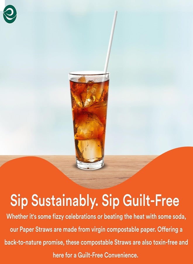 ECO SOUL [6 mm, 100 Count] Biodegradable Paper Straws | Eco-Friendly Compostable Sustainable Disposable Drinking Straws | Cocktail Cold Drink Juice Non-Bendable White Straws (Regular) - Image 4