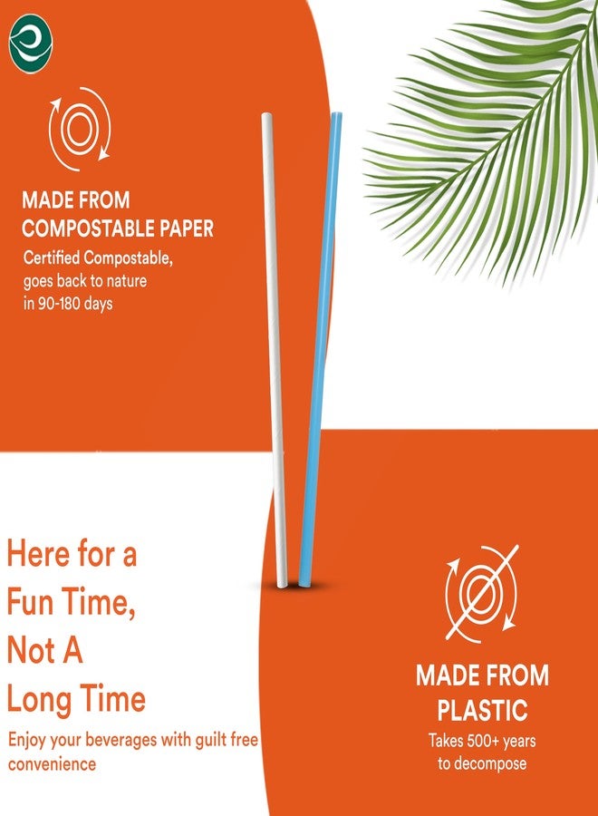 ECO SOUL [6 mm, 100 Count] Biodegradable Paper Straws | Eco-Friendly Compostable Sustainable Disposable Drinking Straws | Cocktail Cold Drink Juice Non-Bendable White Straws (Regular) - Image 5