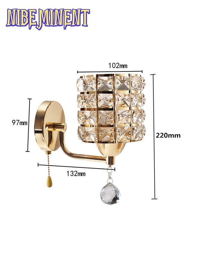 NIBEMINENT Modern Luxury Gold Crystal Wall Light, Hardwired Lights Standard E27 Socket Decorative Light Fixture for Bedroom, Living Room, Hallway - Bulbs NOT Included Professional Installation Required - Image 5