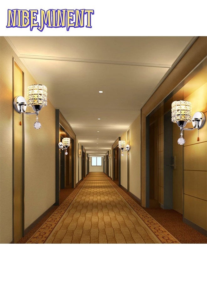 NIBEMINENT Modern Luxury Gold Crystal Wall Light, Hardwired Lights Standard E27 Socket Decorative Light Fixture for Bedroom, Living Room, Hallway - Bulbs NOT Included Professional Installation Required - Image 3