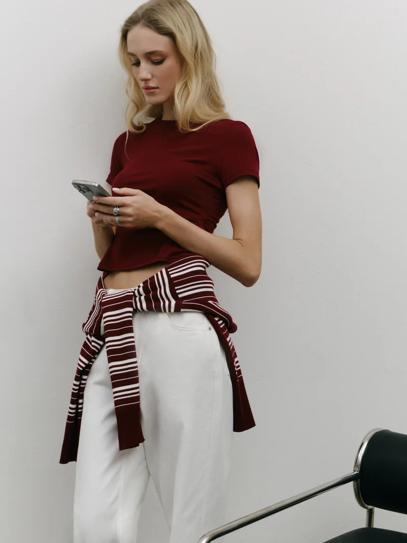 Lichi Cropped fitted jersey T-shirt