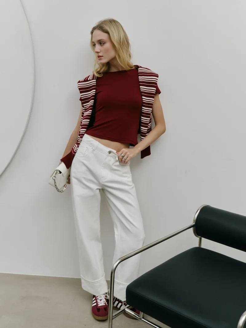 Lichi Cropped fitted jersey T-shirt