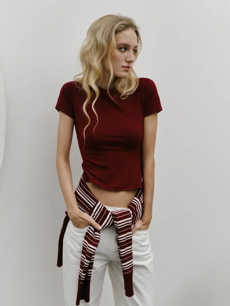 Lichi Cropped fitted jersey T-shirt