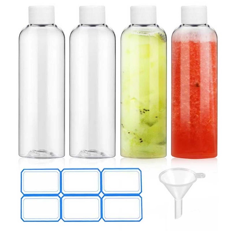 AskBed 4 Pack 3.4 Oz (100ml) Clear Plastic Shot Bottles with caps - Travel Bottles for Health, Immunity, Wellness, Samples - Perfect for Ginger Juice & Personal Care on the Go - Image 1