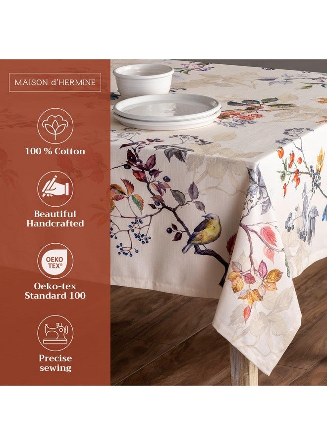 ميزون دي هيرمين غطاء طاولة Maison d' Hermine مصنوع من القطن بنسبة 100% - مفرش طاولة مستطيل مزخرف مقاس 70 × 108 بوصة - مفارش طاولة قابلة للغسل لتناول الطعام والمنزل والحفلات - لعيد الشكر وعيد الميلاد - Equinoxe - مجموعة بيج - Image 2