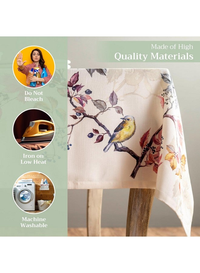 ميزون دي هيرمين غطاء طاولة Maison d' Hermine مصنوع من القطن بنسبة 100% - مفرش طاولة مستطيل مزخرف مقاس 70 × 108 بوصة - مفارش طاولة قابلة للغسل لتناول الطعام والمنزل والحفلات - لعيد الشكر وعيد الميلاد - Equinoxe - مجموعة بيج - Image 3