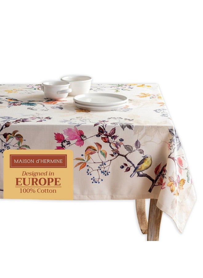 ميزون دي هيرمين غطاء طاولة Maison d' Hermine مصنوع من القطن بنسبة 100% - مفرش طاولة مستطيل مزخرف مقاس 70 × 108 بوصة - مفارش طاولة قابلة للغسل لتناول الطعام والمنزل والحفلات - لعيد الشكر وعيد الميلاد - Equinoxe - مجموعة بيج - Image 1