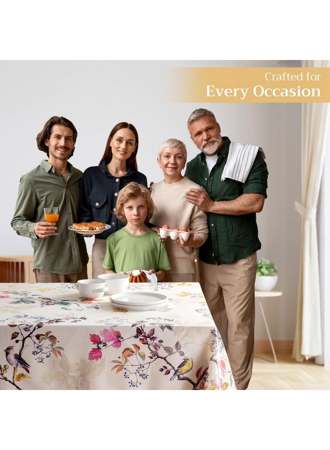 ميزون دي هيرمين غطاء طاولة Maison d' Hermine مصنوع من القطن بنسبة 100% - مفرش طاولة مستطيل مزخرف مقاس 70 × 108 بوصة - مفارش طاولة قابلة للغسل لتناول الطعام والمنزل والحفلات - لعيد الشكر وعيد الميلاد - Equinoxe - مجموعة بيج - Image 5