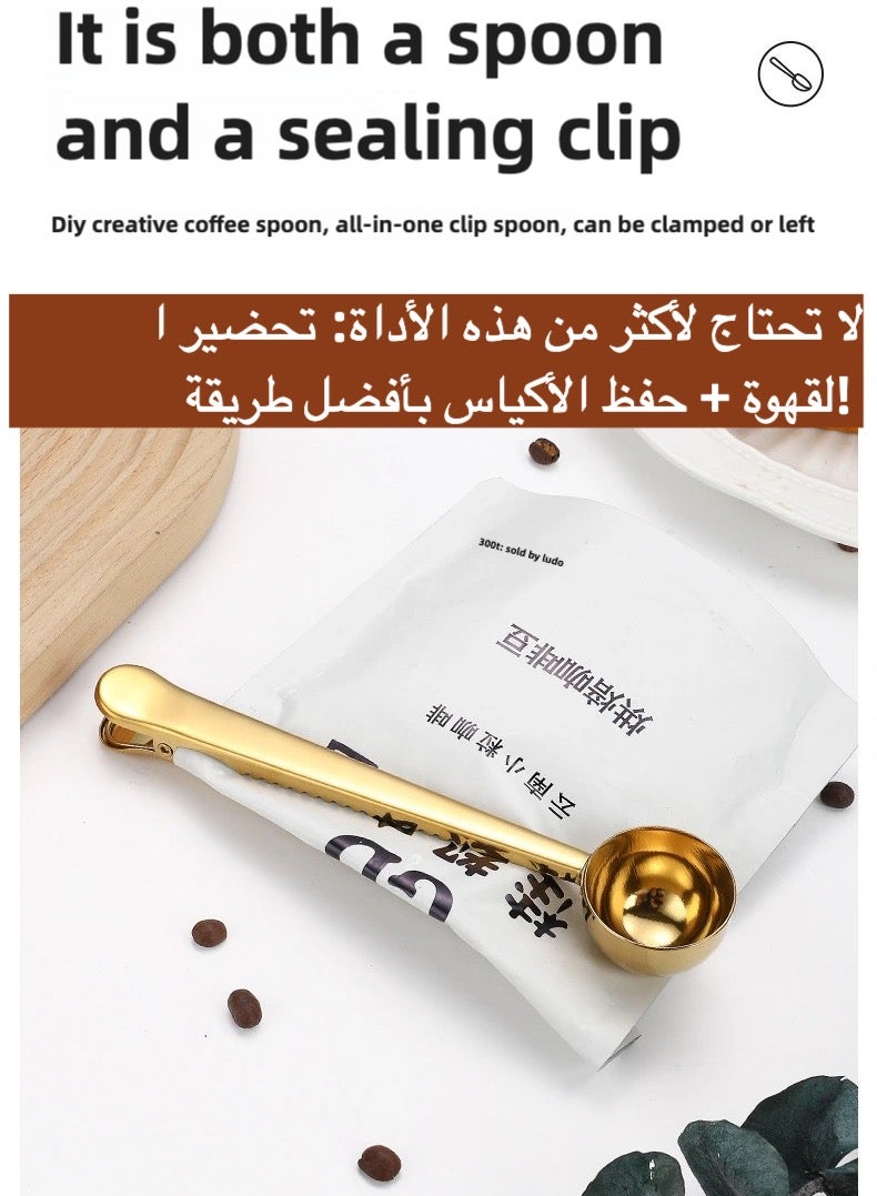 ZAYVA 6-Piece Coffee Accessories Set: 2-in-1 Stainless Steel Measuring Spoon with Sealing Clips, Long Handle Coffee Spoon & Bag Clips for Coffee, Tea, Milk Powder, Oatmeal - Image 3