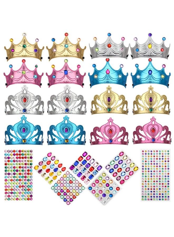 Hoedia 16 Pieces Foam Princess Crowns And Tiaras For Birthday Party Favors Hats Diy Prince Crown Kit Paper Tiara With Crystal Diamond Sticker Princess King Crowns - Image 1