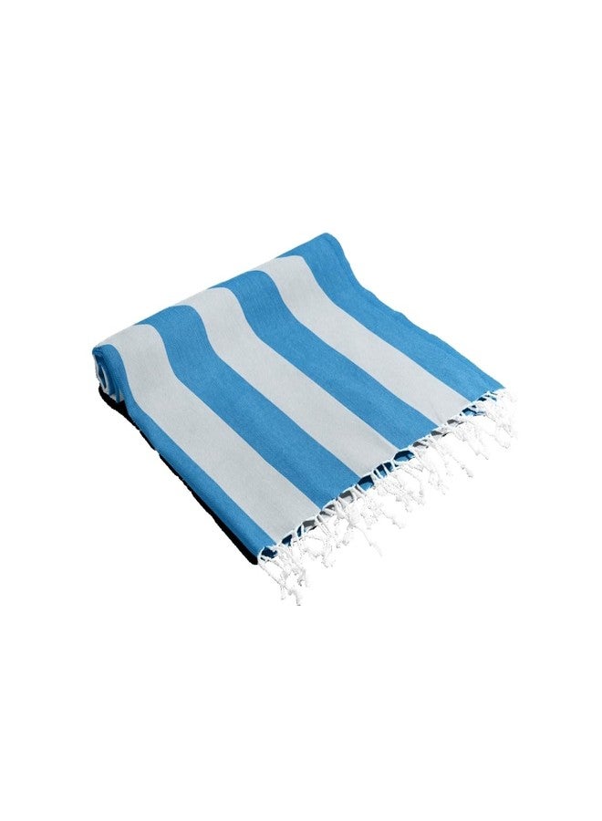 FESHKA Cabana Stripe Beach Towel - Turkish Towel, Sand Free, Quick Dry, Lightweight Organic Cotton Peshtemal, 37x67 Oversized Striped Towel for Beach, Pool, Bath & Gym (Blue) - Image 5