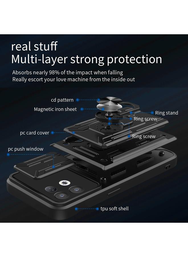 اس-توب جراب لهاتف OPPO Reno8 Pro 5G مزود بدرع كاميرا منزلق مصنوع من مادة TPU+PC مع فتحة بطاقة - Image 4