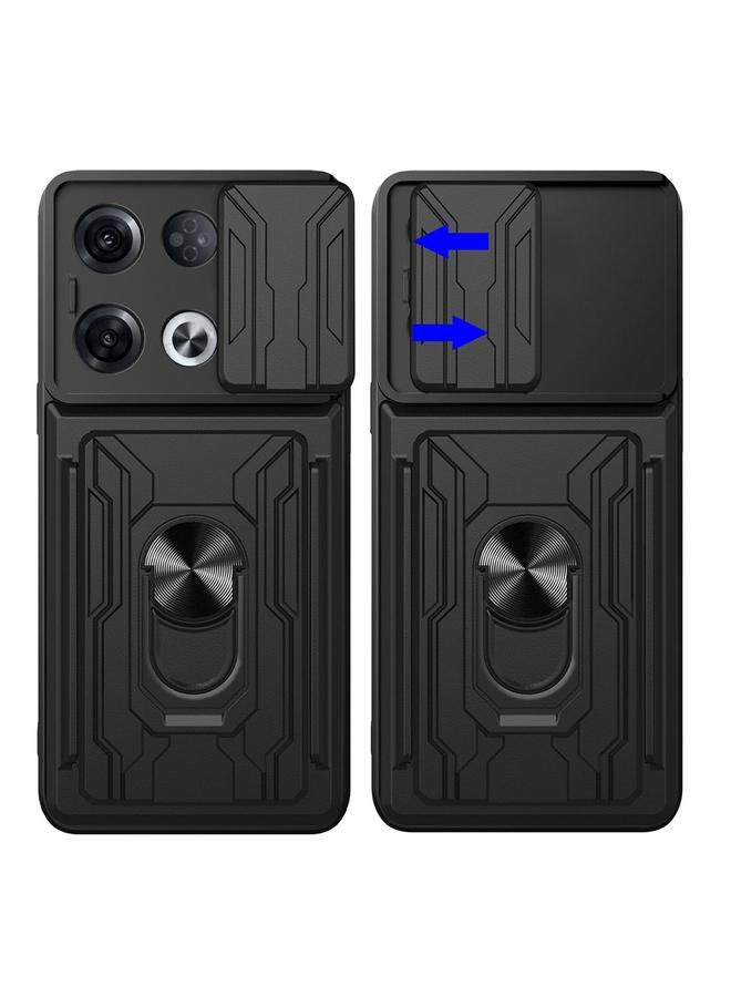 اس-توب جراب لهاتف OPPO Reno8 Pro 5G مزود بدرع كاميرا منزلق مصنوع من مادة TPU+PC مع فتحة بطاقة - Image 3